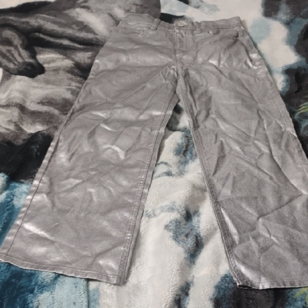 Justice Silver Metallic Waistband Pants